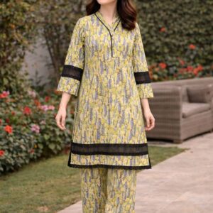 Yellow Floral Lawn 2-Piece Suit