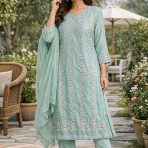 Pistachio Paisley Embroidered 3-Piece Lawn Suit