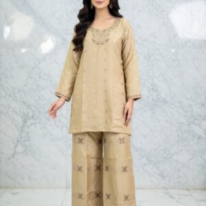 Golden Sand  Embroidered 2-Piece Cord Set