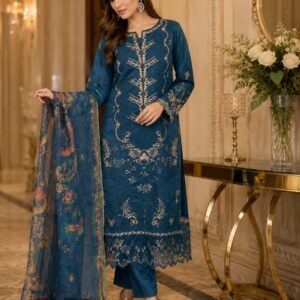 Khadi Net Full Embroidered Shirt Prented Dupata Ghadi Net trouser